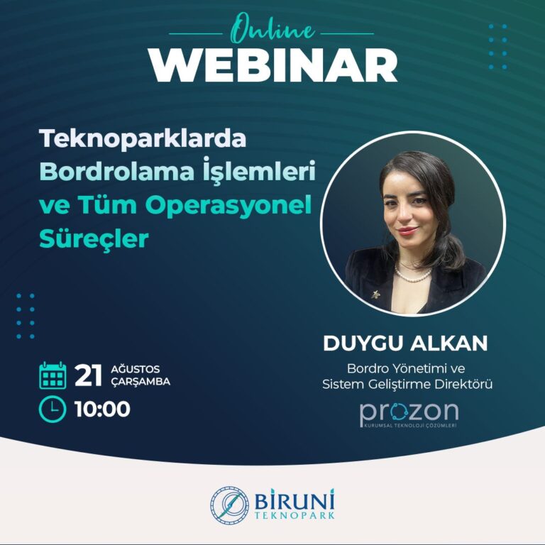 Biruni Teknopark İş Birliğiyle Webinar: Teknoparklarda Bordrolama ve Operasyonel Süreçler