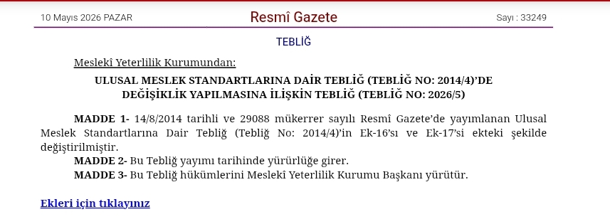 5 Yeni Ulusal Meslek Standardı Yayımlandı, 2 Standart Revize Edildi 3 WhatsApp Image 2026 05 10 at 04.21.25