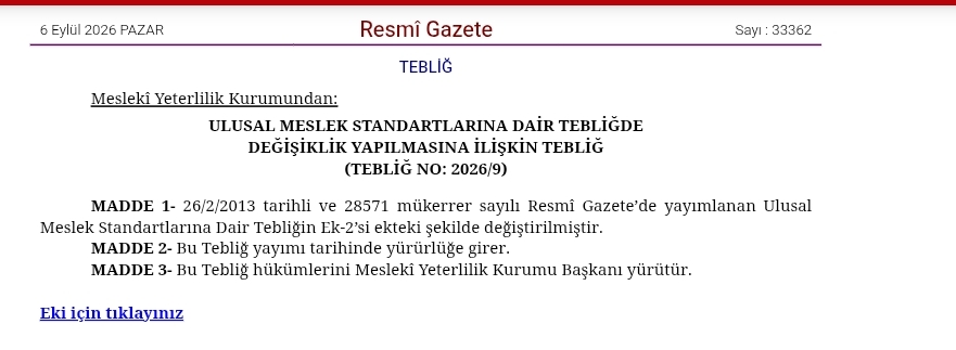 Ulusal Meslek Standartlarına İlişkin Tebliğ Yayımlandı 1 WhatsApp Image 2026 09 06 at 13.34.48