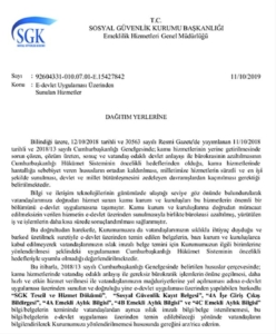 SGK’dan Alınacak 7 adet Belgede Islak İmza Aranmayacak 1 SGK Emeklilik Hizmetleri Genel Müdürlüğü yazısı, 1. sayfa